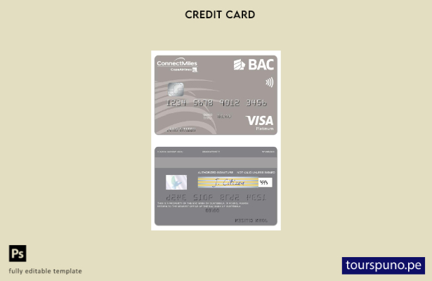 lista para imprimir plantilla de tarjeta visa platino de Guatemala BAC Bank